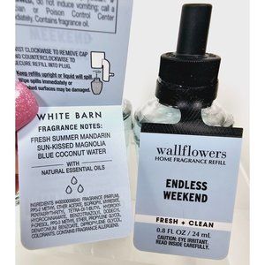 3 ENDLESS WEEKEND Bath & Body Works Wallflowers Plug In Refills NEW